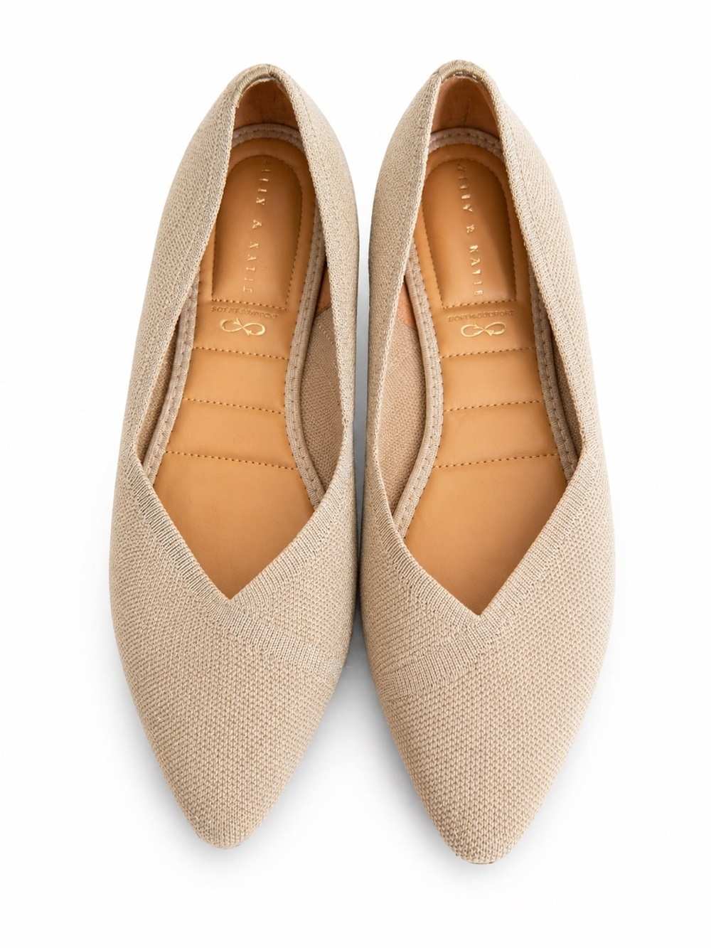 Kelly + Katie Tan Sparkly Pointed-Toe Flats size 9